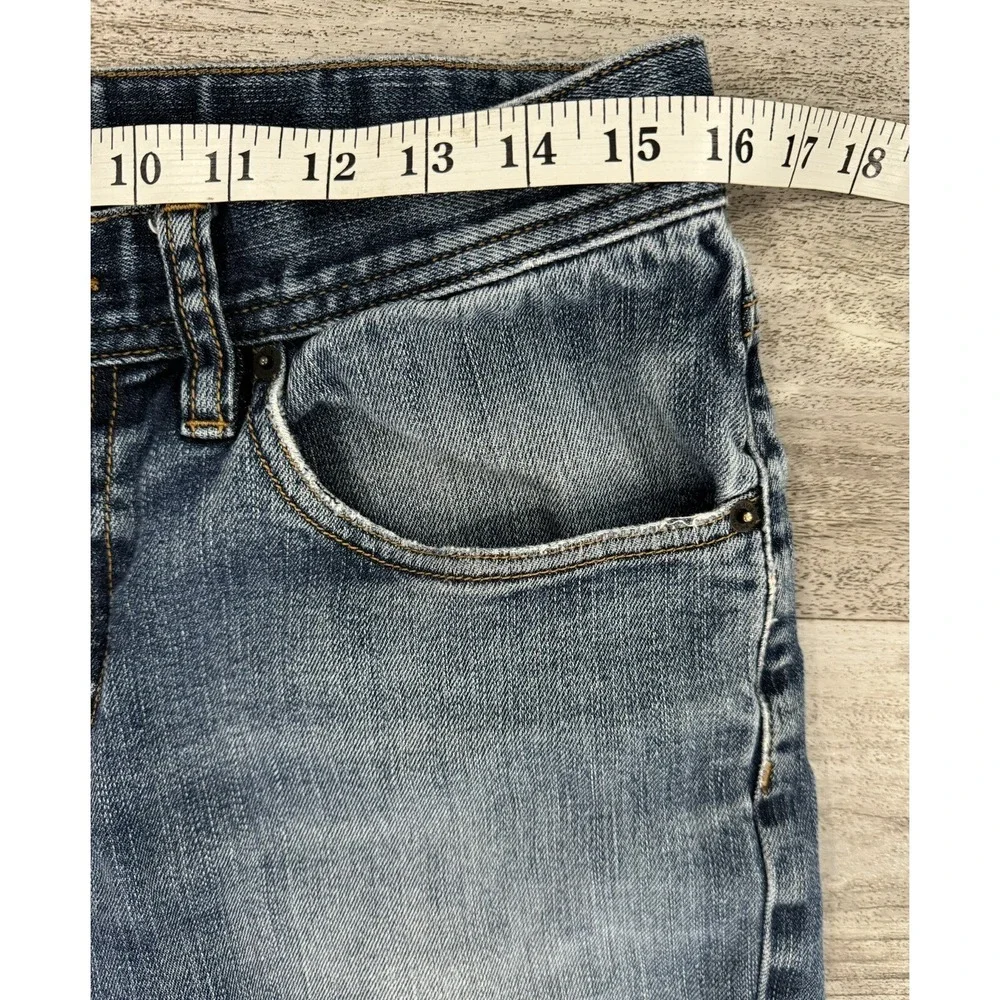 Travis Mathew Mens Jeans 32x26 Blue Distressed Mid Rise Straight Leg